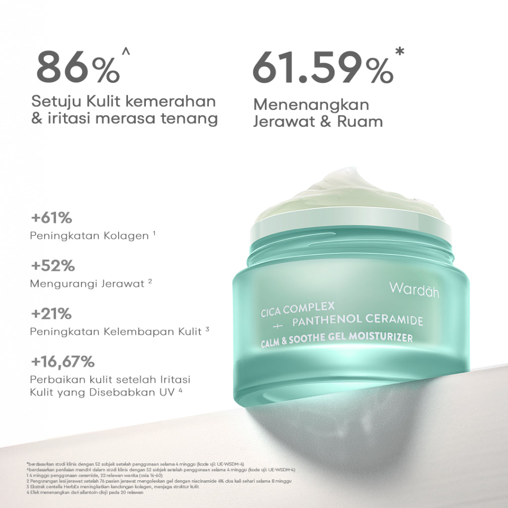 WARDAH Cica Complex + Panthenol Ceramide Calm & Soothe Gel Moisturizer 30 g - Pelembab Gel Ringan yang Meredakan Kemerahan & Kulit Reaktif, Memperbaiki Skin Barrier - Cocok untuk Kulit Berjerawat & Breakout (Calm Acne & Redness) - Skincare
