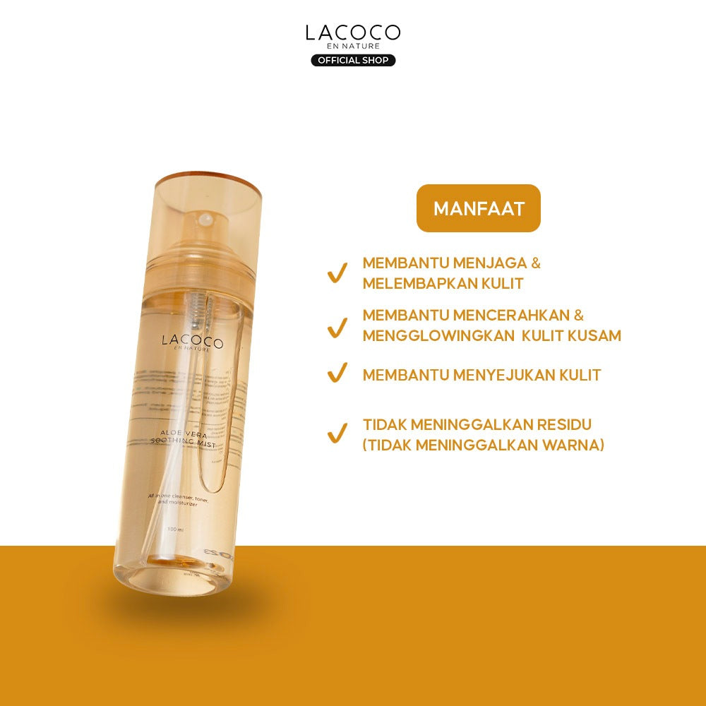 [Twin Pack] Lacoco Aloe Vera Soothing Mist 100ml - Calming Spray untuk Menghidrasi dan Menyejukan Kulit Wajah