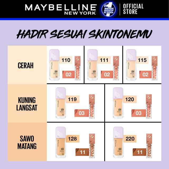MAYBELLINE OFFICIAL Gold Up Bundle Superstay Lumi Matte Liquid Foundation + Sunkisser Liquid Blush Highlighter | Full coverage transferproof Waterproof ringan makeup tahan lama blendable buildable