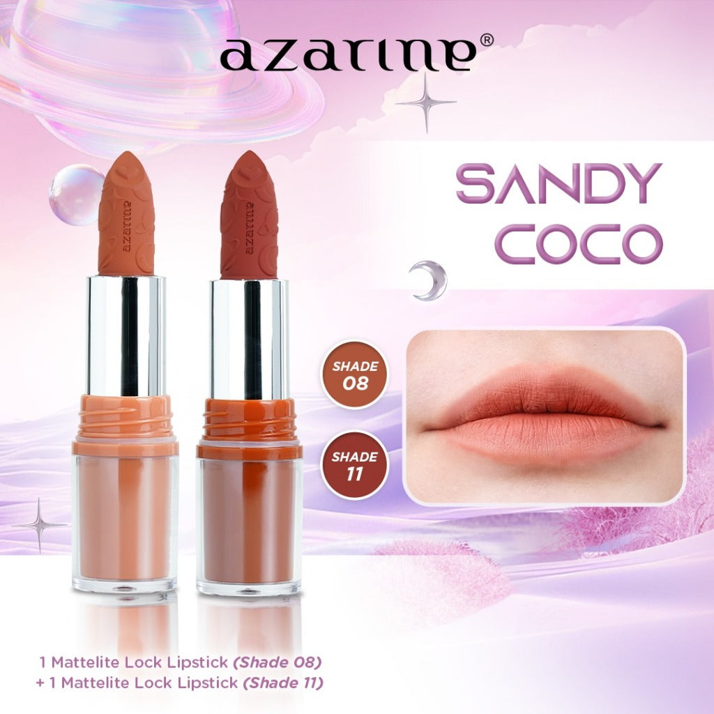 Azarine Stunning Mattelite Ombre Kit [2 PCS] Lipstick Matte with Pigmented Color Lightweight Transferproof Smugeproof Tahan Lama