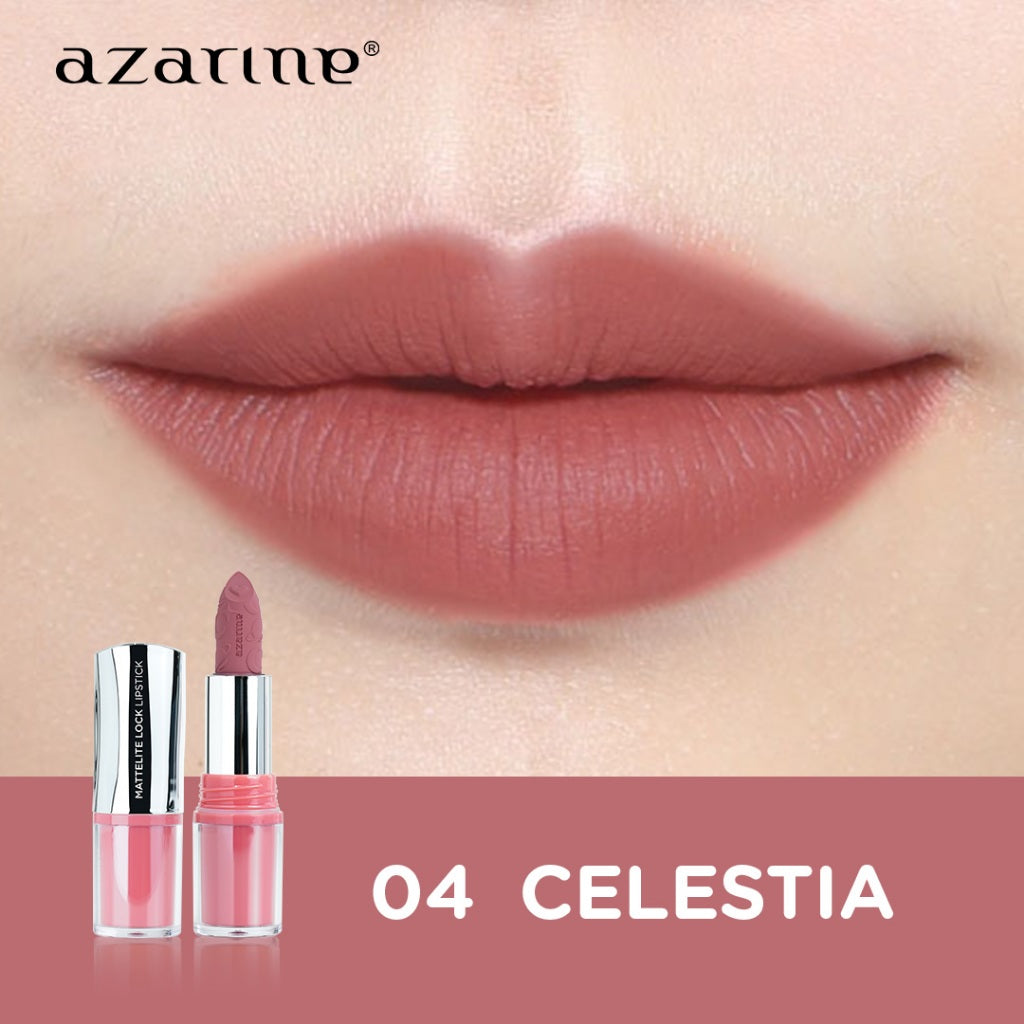 Azarine Shiny Galactic Mattelite Kit [2 PCS] Lipstick Matte with Pigmented Color Lightweight Transferproof Smugeproof Galactic Shine + Lip Gloss Hydrating Plumpy Effect Glittery Look Tahan Lama