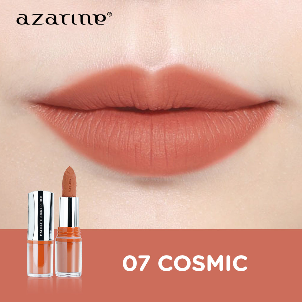 Azarine Shiny Galactic Mattelite Kit [2 PCS] Lipstick Matte with Pigmented Color Lightweight Transferproof Smugeproof Galactic Shine + Lip Gloss Hydrating Plumpy Effect Glittery Look Tahan Lama