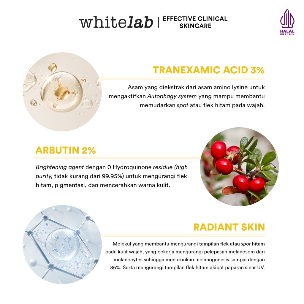 Whitelab Serum Arbutin Anti Dark Spot Flek Hitam - Serum Glowing Pencerah Wajah Bekas Jerawat