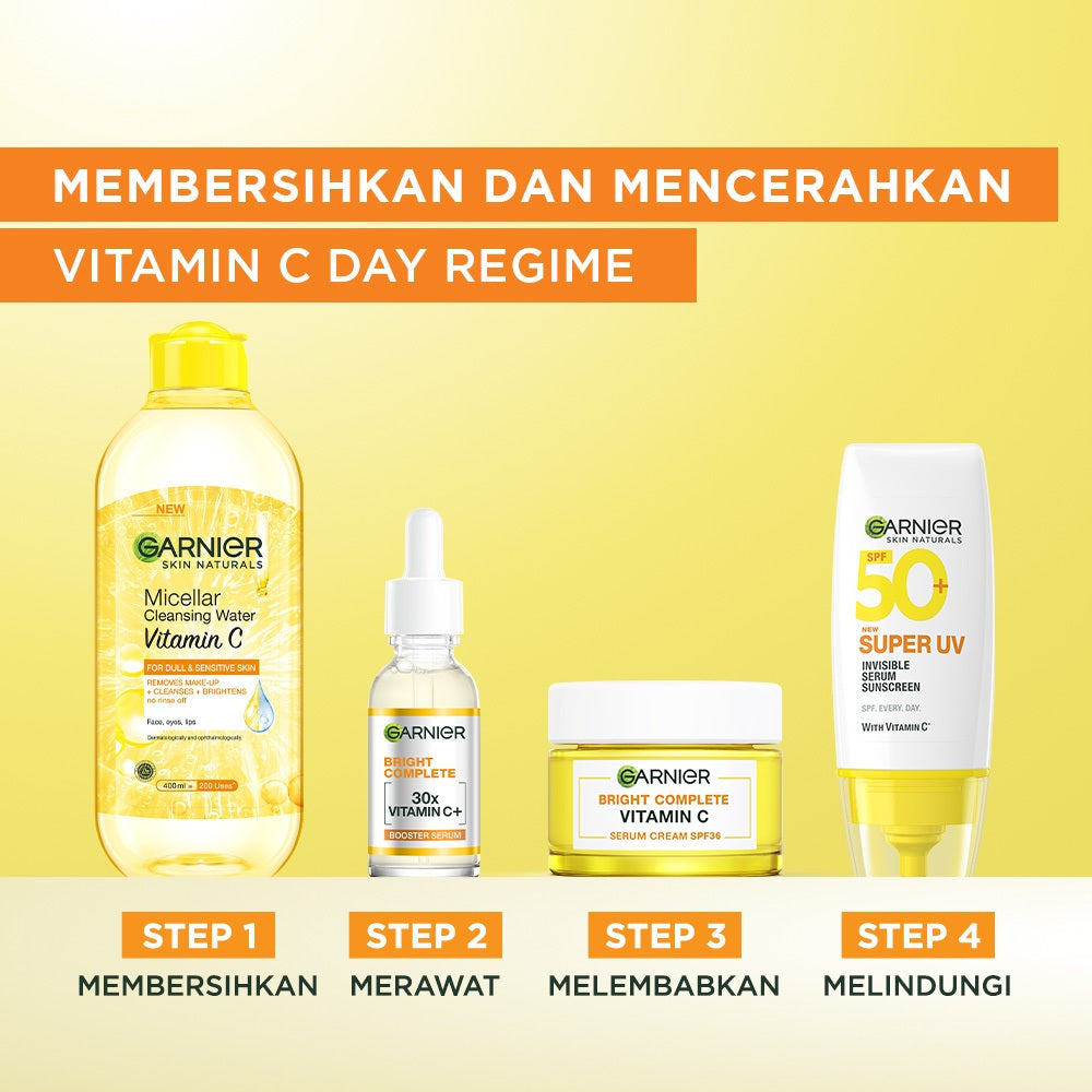 GARNIER Bright Complete Vitamin C Brightening Serum Day Cream Krim Mencerahkan SPF 36 PA +++ 50 ml Moisturizer Tone Up Glowing Skincare - Krim Siang pelembab wajah pemutih wajah