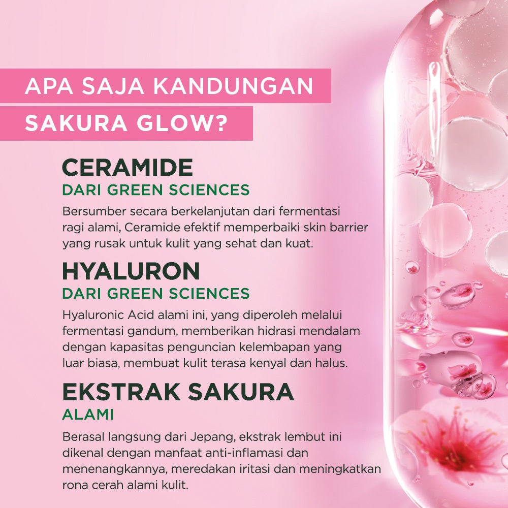GARNIER Sakura Glow Ceramide Skin Barrier Sleeping Mask Night Cream Krim Malam Mencerahkan 50 ml Moisturizer Tone Up Glowing Skincare - pelembab wajah pemutih wajah