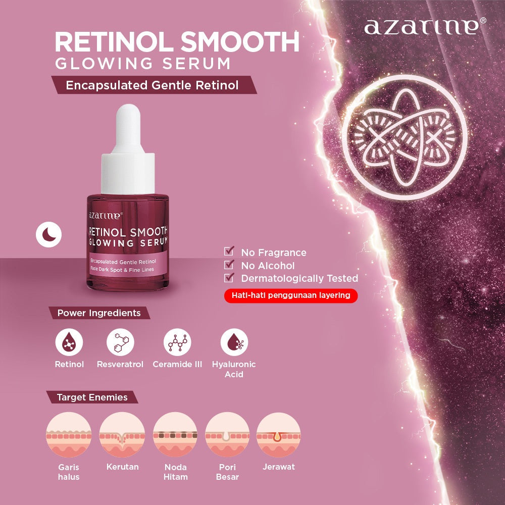Azarine Retinol Smooth Glowing Serum 20ml Anti Penuaan Dini