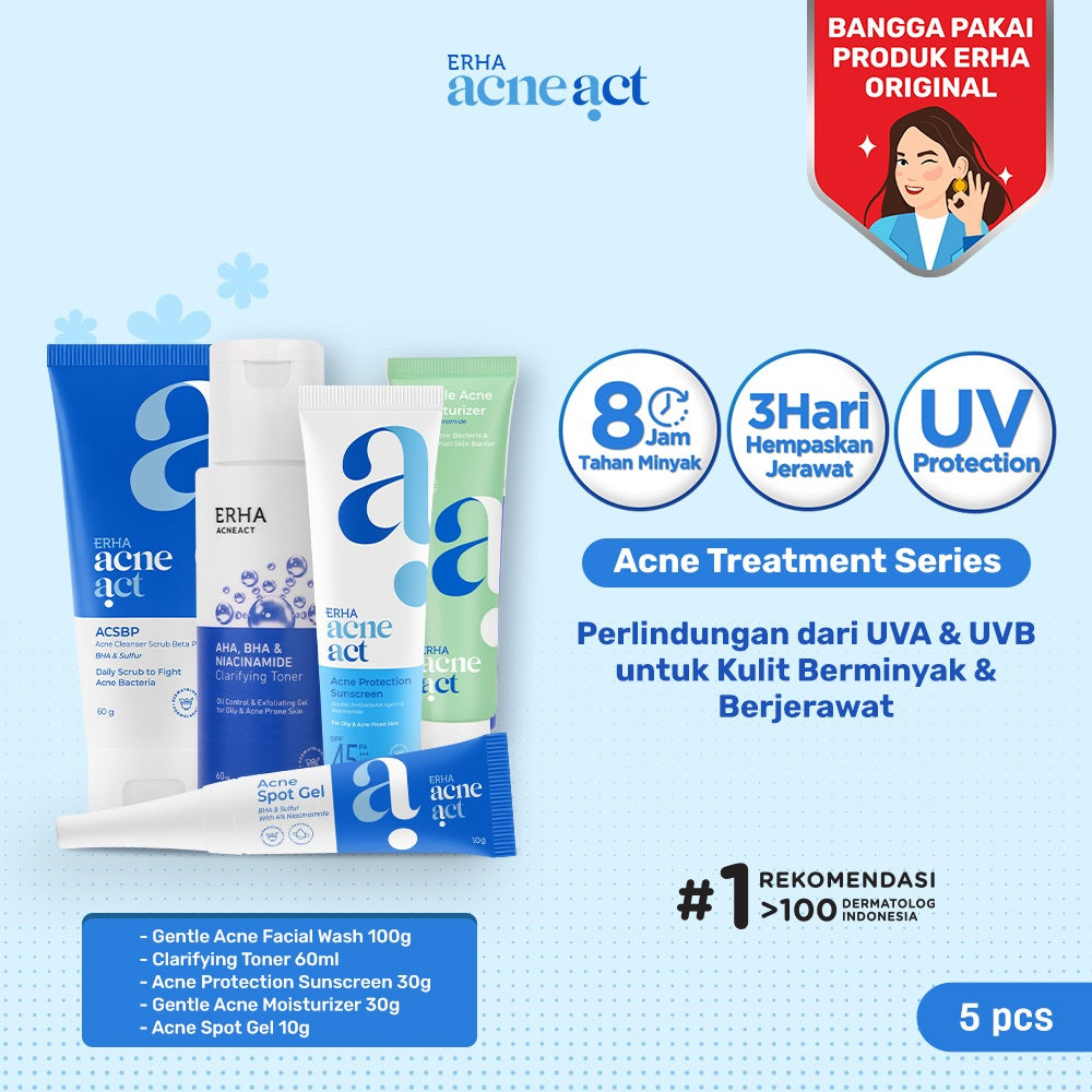 ERHA Bundle Acneact Acne Treatment Series - Paket Perawatan Kulit Wajah Jerawat