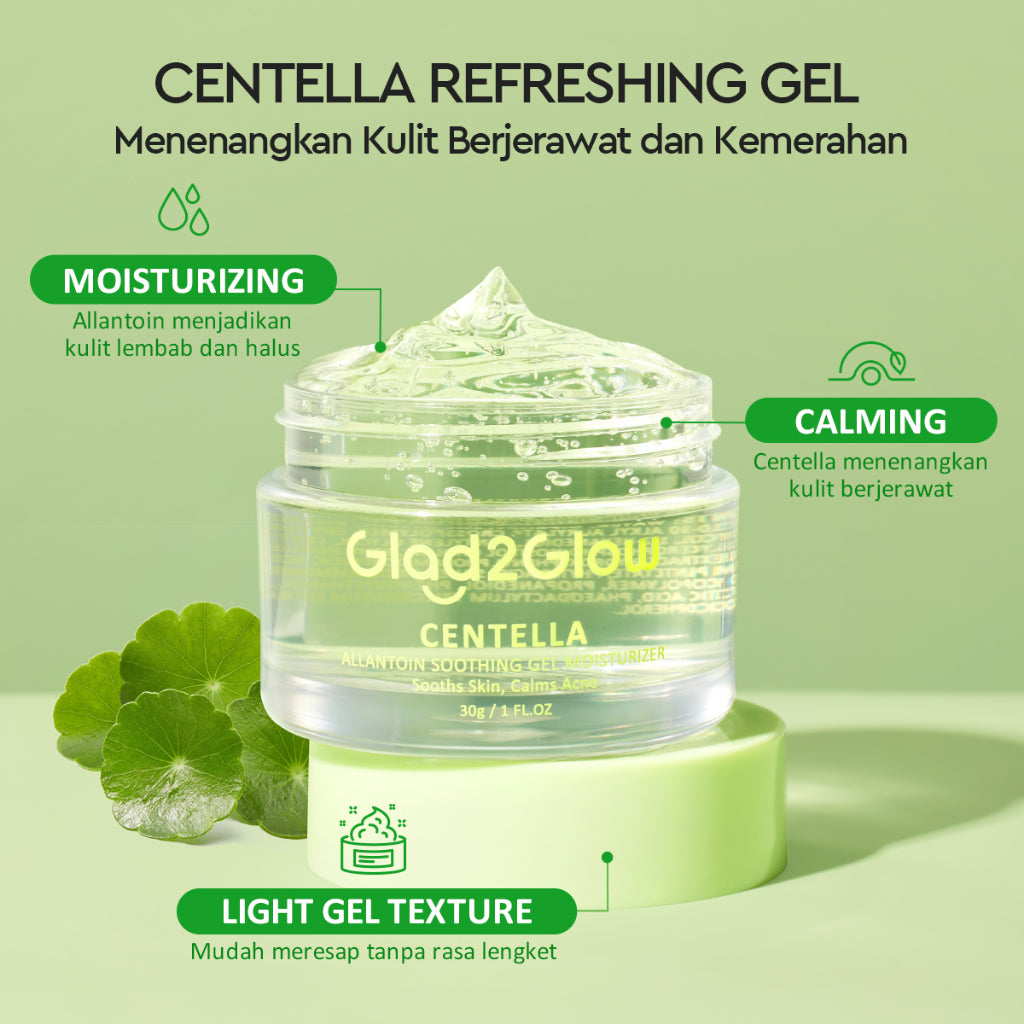Glad2Glow Centella Water Gel Moisturizer Madeca Cream Cica Pelembab Wajah 30/55g Pengontrol Minyak Pelembab Menyembuhkan Jerawat  Krim Anti Jerawat Memperbaiki Penghalang Kulit Melembabkan Kulit Wajah Menjaga Kelembapan Kulit g2glow official store