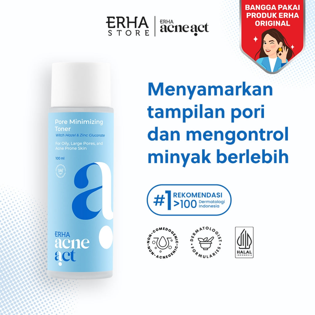ERHA Acneact Pore Minimizing Toner 100ml - Toner Kulit Minyak Berjerawat Pori Besar| BHA