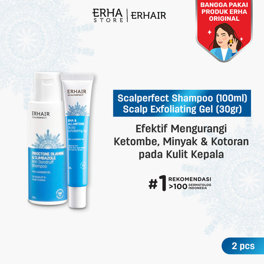ERHAIR Bundle ERHAIR Scalperfect Shampoo 100 ml & Scalp Exfoliating Gel 30g - Perawatan Rambut Anti Ketombe
