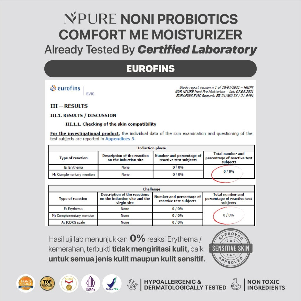 NONI MOISTURIZER - NPURE Moisturizer Noni / Comfort Me / Moisturizer Kulit Sensitif / Pelembap Ringan Hypoallergenic / ph Balance / Semua Jenis Kulit / Eczema