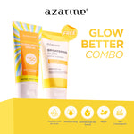 Azarine Glow Better Combo [2 pcs] Paket Proteksi sinar UV dan Mencerahkan Wajah Brightening Glow Face Wash Hydramax-C Sunscreen