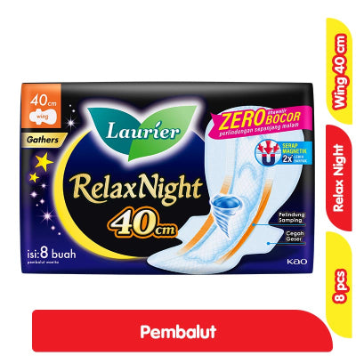 Laurier Relax Night Pembalut Wanita Wing Malam 40 cm 8 pcs