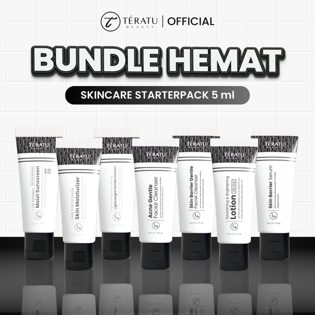 Bundle Hemat TERATU BEAUTY Starterpack Skincare Mini Size (Facial Cleanser, Moisturizer, Sunscreen, Serum, Cleansing Balm)