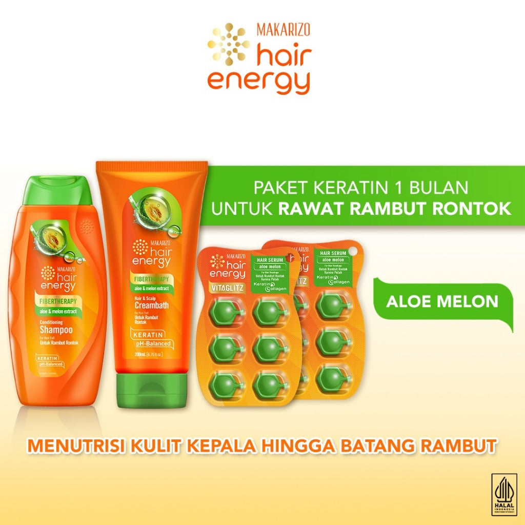 Paket KERATIN Makarizo Hair Energy Rawat Rambut Rontok - Varian ALOE MELON