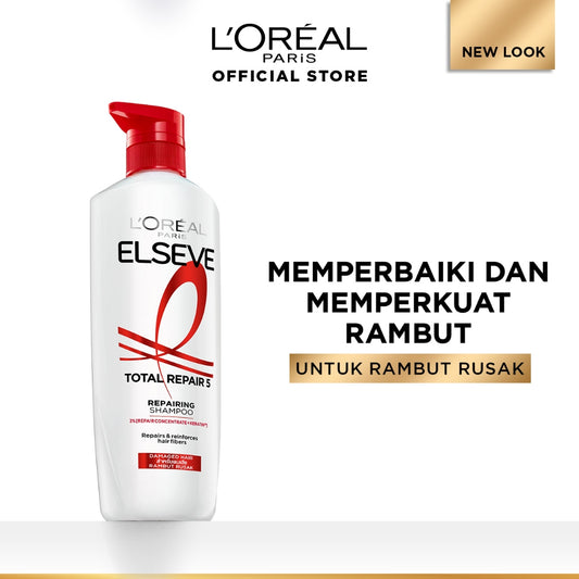 L'Oreal Paris Elseve Total Repair 5 Repairing Shampoo Hair Care dengan Ceramide  620ml - Melawan dan Memperbaiki Tanda Rambut Rusak 620ml Rambut Rusak Damage Hair Shampoo Sampo