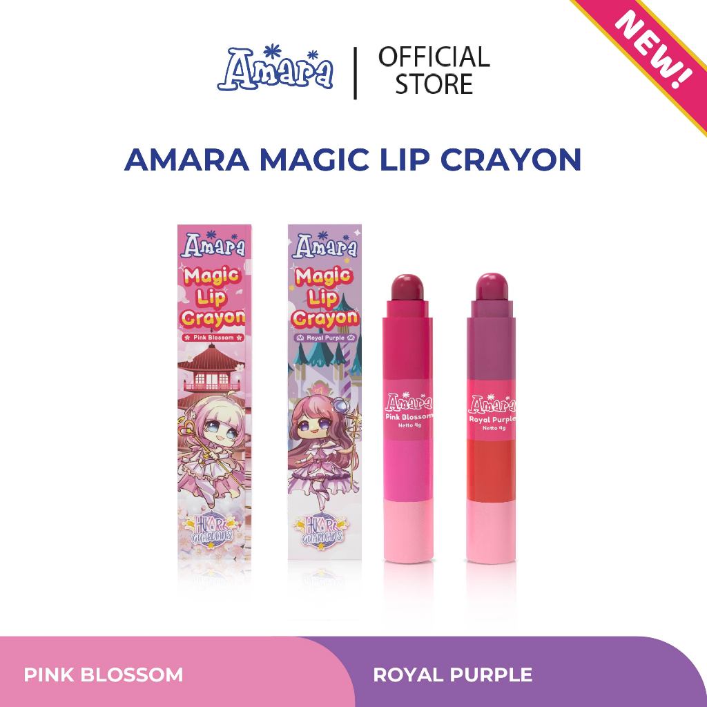[ISI 1] Amara Magic Lip Crayon - Lipctick Anak BPOM Bibir Choco Merah Peach Orange