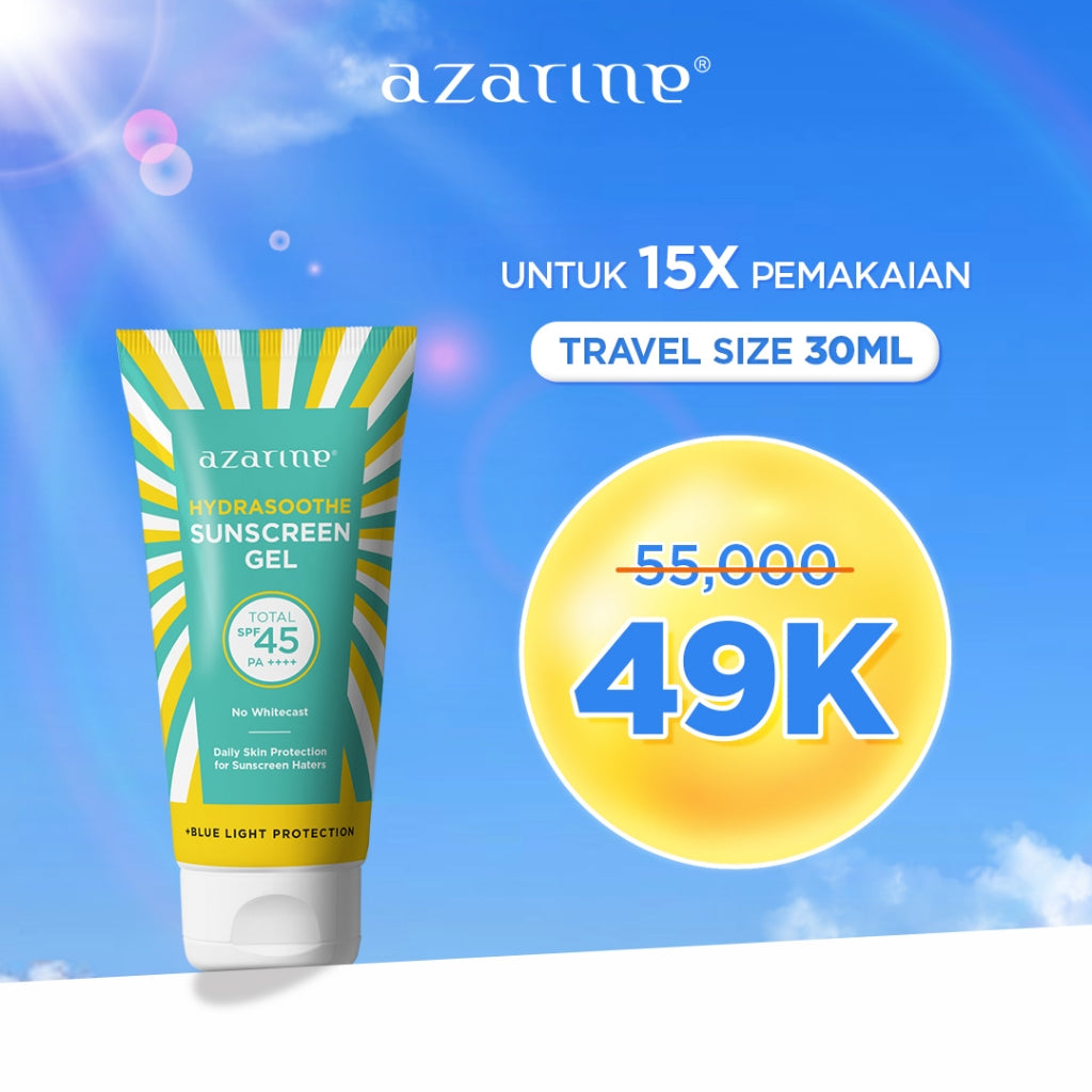 Azarine Hydrasoothe Sunscreen Gel SPF45 PA++++ [30ml/50ml/110ml] [LOLOS UJI INVIVO INVITRO] BEST SELLER SUNSCREEN Untuk Kulit Berminyak dan Berjerawat