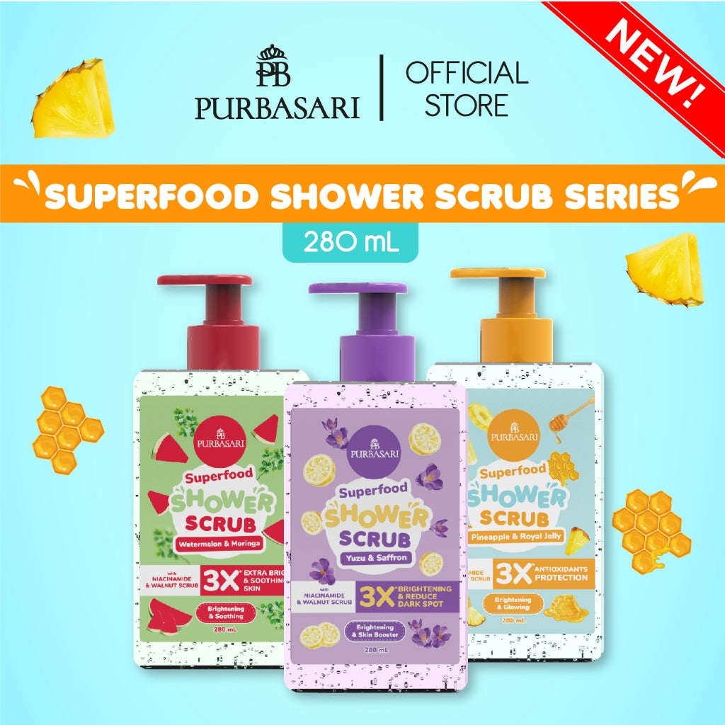 [3pcs] Purbasari Superfood Shower Scrub Series / Sabun Mandi