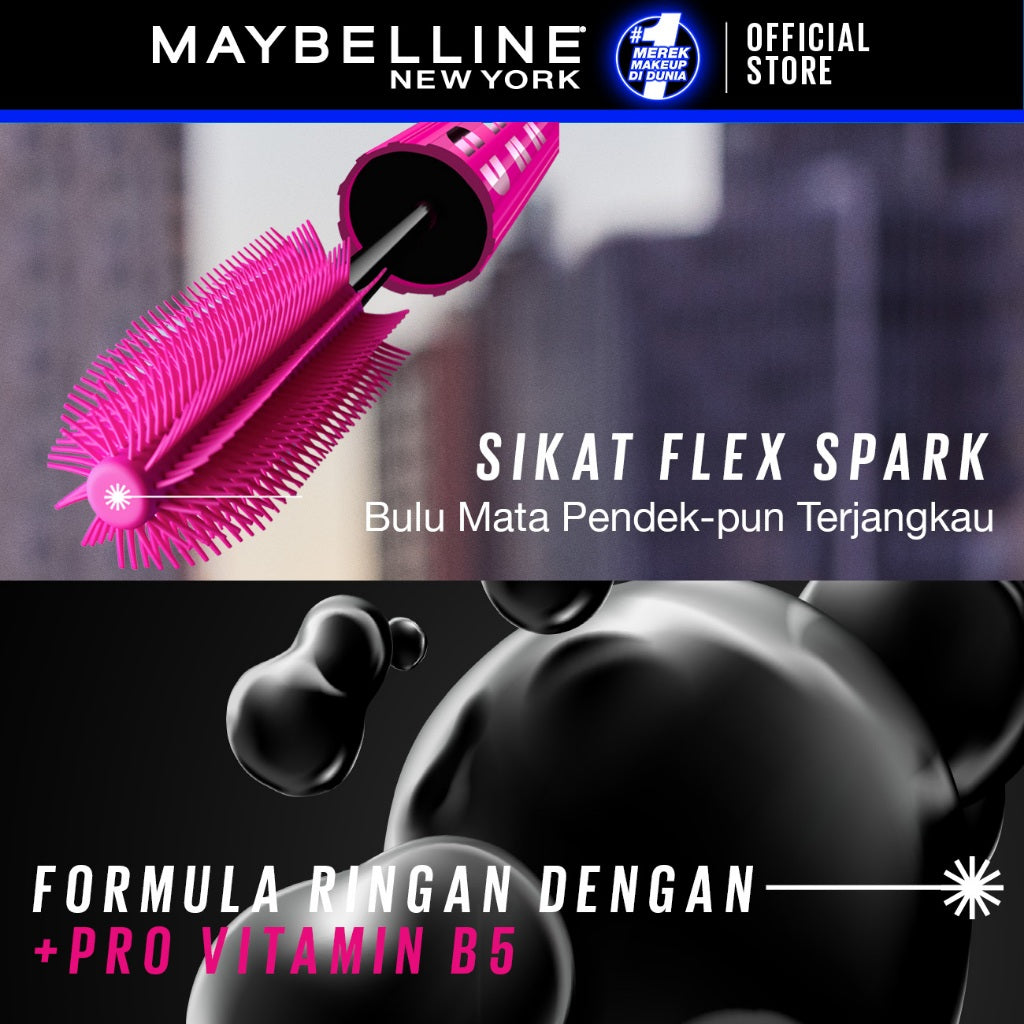 MAYBELLINE OFFICIAL Firework Waterproof Mascara 6ml - Bulu Mata Mekar Tahan 24 Jam Dramatis Maskara Eye Make up Black Tanpa Gumpal Panjang no clump volume lash lift bulu mata palsu