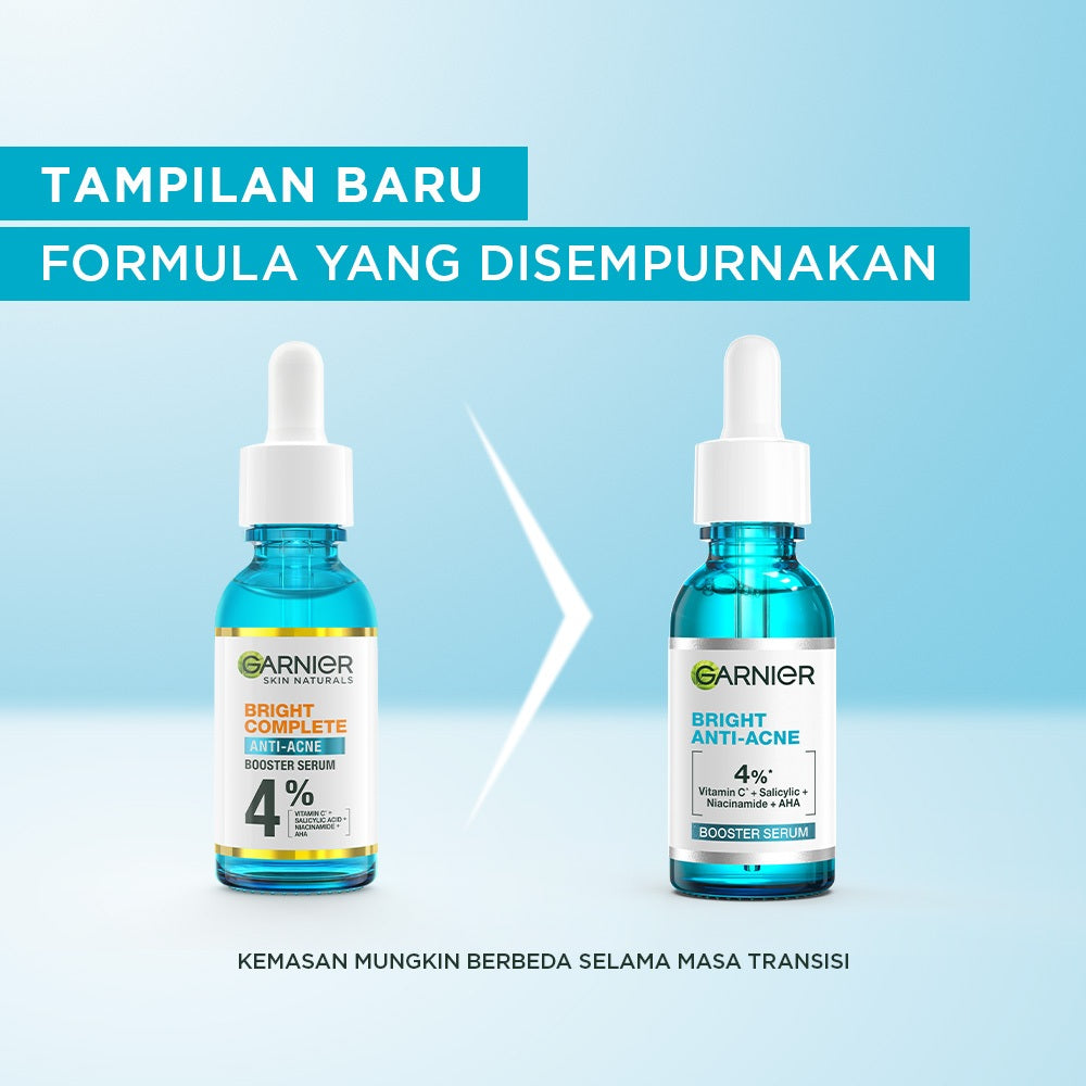 GARNIER Serum Bright Complete Anti Acne Booster Serum Lawan Jerawat 15ml 30ml - Skincare Vitamin C Salycilic Acid Cocok untuk semua jenis kulit