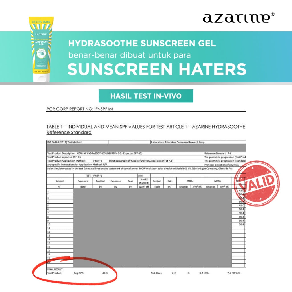 [BIGGER SIZE GEL]  Azarine Hydrasoothe Sunscreen Gel 45 PA++++ 110ml [LOLOS UJI INVIVO INVITRO] BEST SELLER sunscreen kulit berminyak berjerawat
