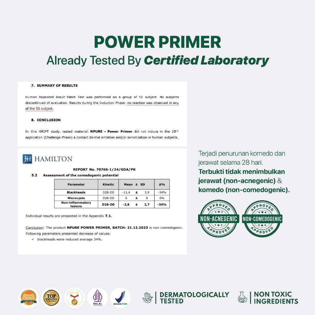 Power Powder + Power Primer - NPURE Power Powder + Power Primer / Compact powder / Primer Serum / primer make up / Bedak padat / bedak kulit berjerawat