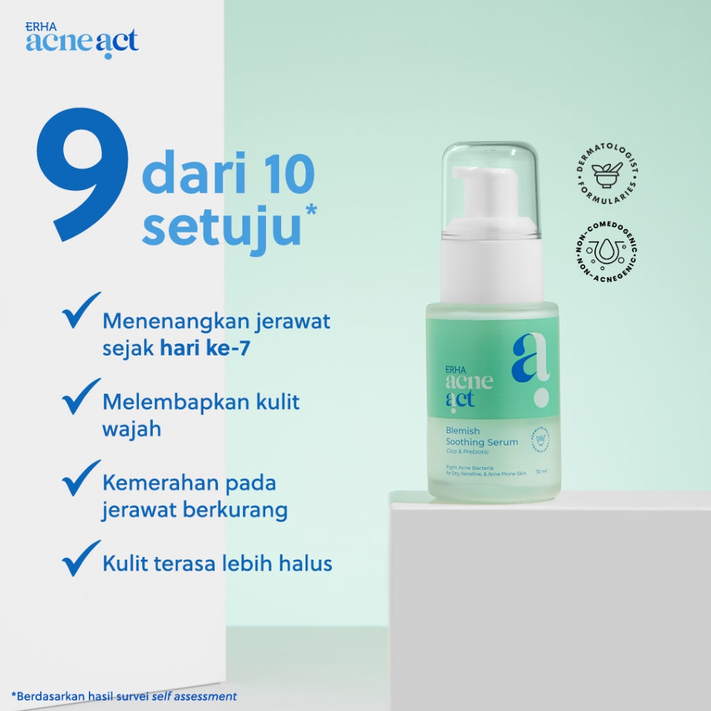 ERHA Acneact Blemish Soothing Serum 30 ml - Serum untuk Kulit Kering Berjerawat | Cica | Prebiotic