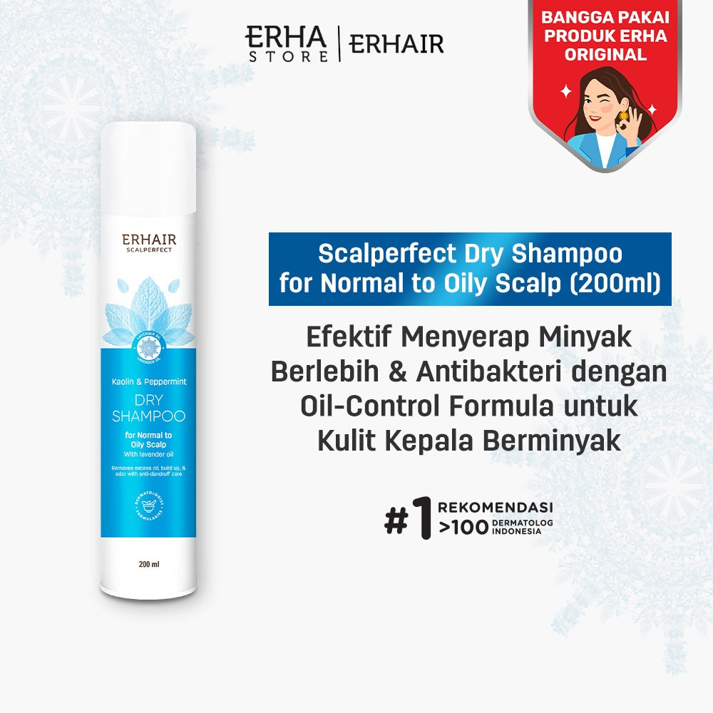 ERHAIR Scalperfect Kaolin & Peopermint Dry Shampoo - Anti Lepek Tanpa Bilas | Atasi Kulit Kepala Berminyak | Anti ketombe | Antibacterial