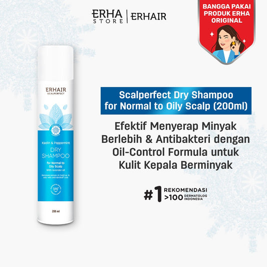 ERHAIR Scalperfect Kaolin & Peopermint Dry Shampoo - Anti Lepek Tanpa Bilas | Atasi Kulit Kepala Berminyak | Anti ketombe | Antibacterial