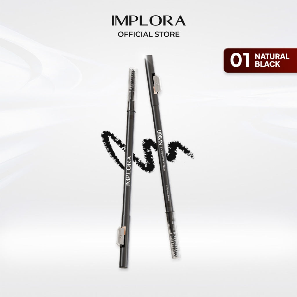 Implora Urban Eyebrow Pencil | Pensil Alis Black Brown Dark | Waterproof | Prilly's Choice