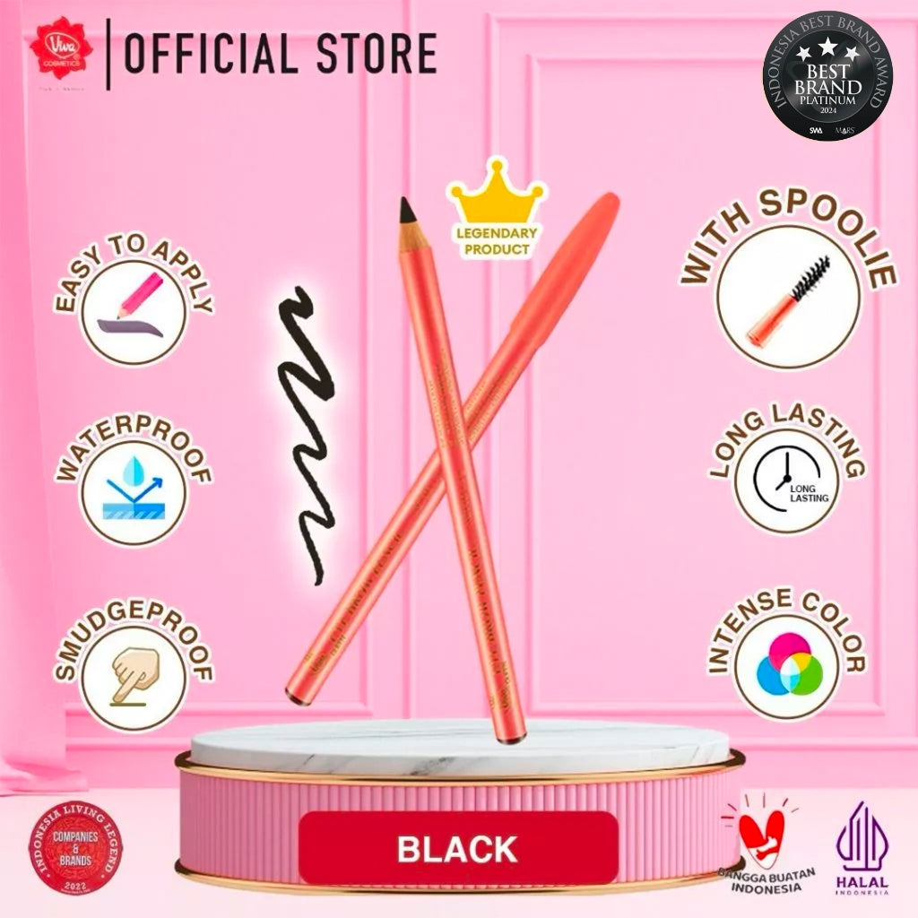 Viva Queen Eye Brow Pencil (WATERPROOF, SMUDGEPROOF & TRANSFERPROOF)  - tersedia 3 varian warna