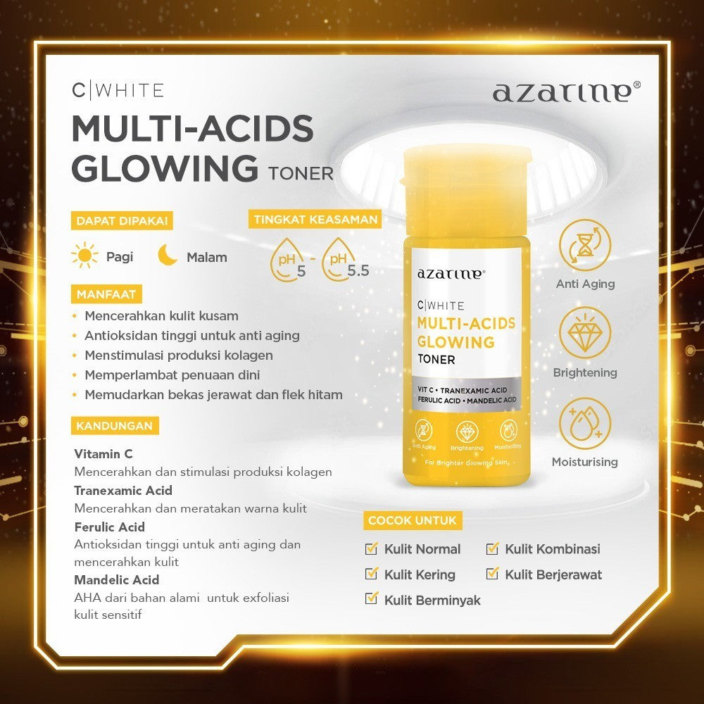 Azarine Glow Revolution Series [5 pcs] Paket Skincare Untuk Mencerahkan dan Kulit Glowing Maksimal [Affiliate]