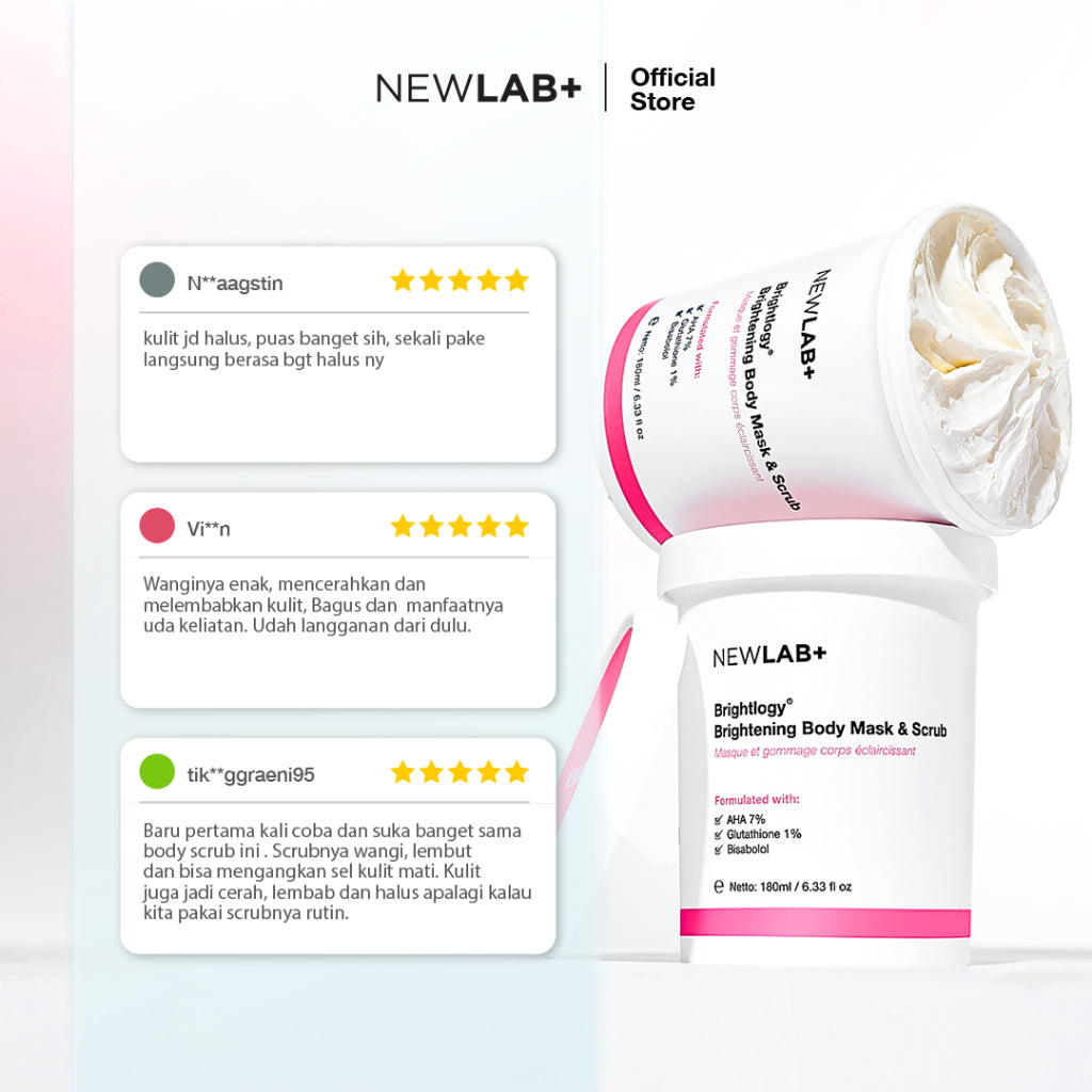 NEWLAB Glow & Brighten Combo Series | Brightlogy Body Mask & Scrub + Body Lotion | Body Care | Paket Perawatan Badan | Body Scrub | Body Lotion |