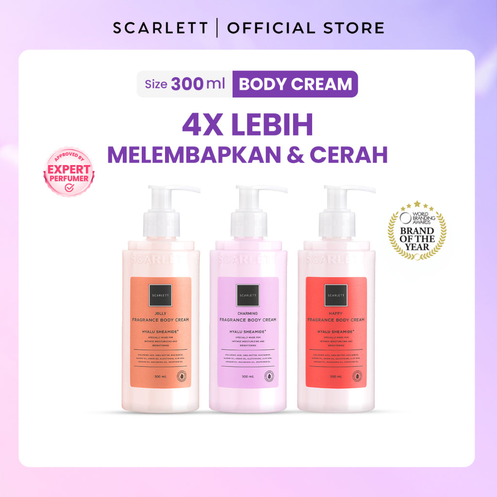 Scarlett Whitening Body Cream ( Happy, Jolly, Charming ) Melembabkan dan Mencerahkan Tubuh