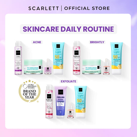 Scarlett Whitening 4pcs Skincare Daily Routine ( Acne, Brightly, Exfoliate )