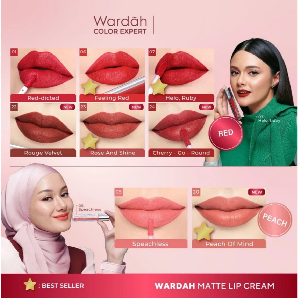 Wardah Exclusive Matte Lip Cream | Lipstik Matte Tahan Lama & Lembut di Bibir | Lip Cream Wardah 4g