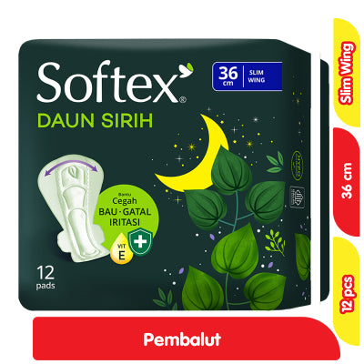 Softex Daun Sirih Pembalut Wanita Wing Malam 36 cm 12 pcs