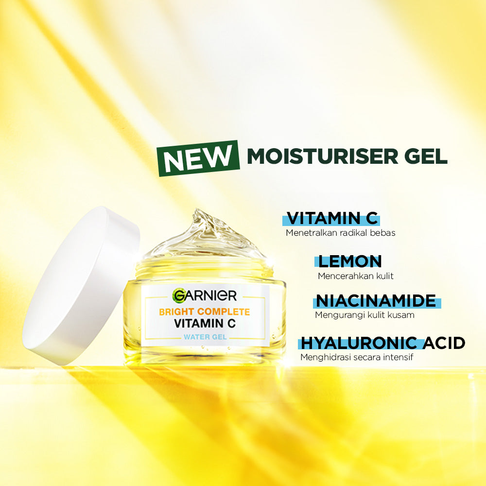 [PAKET HEMAT ISI 2] GARNIER Bright Complete Vitamin C Ceramide Barrier Moisturizer Gel 50ml - Water Gel Skincare Pelembab Ringan untuk mencerahkan tone up pelembab wajah cream pemutih wajah glowing cepat