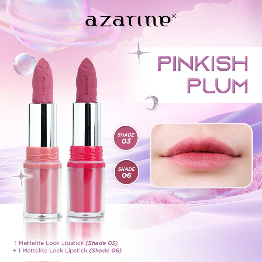 Azarine Stunning Mattelite Ombre Kit [2 PCS] Lipstick Matte with Pigmented Color Lightweight Transferproof Smugeproof Tahan Lama