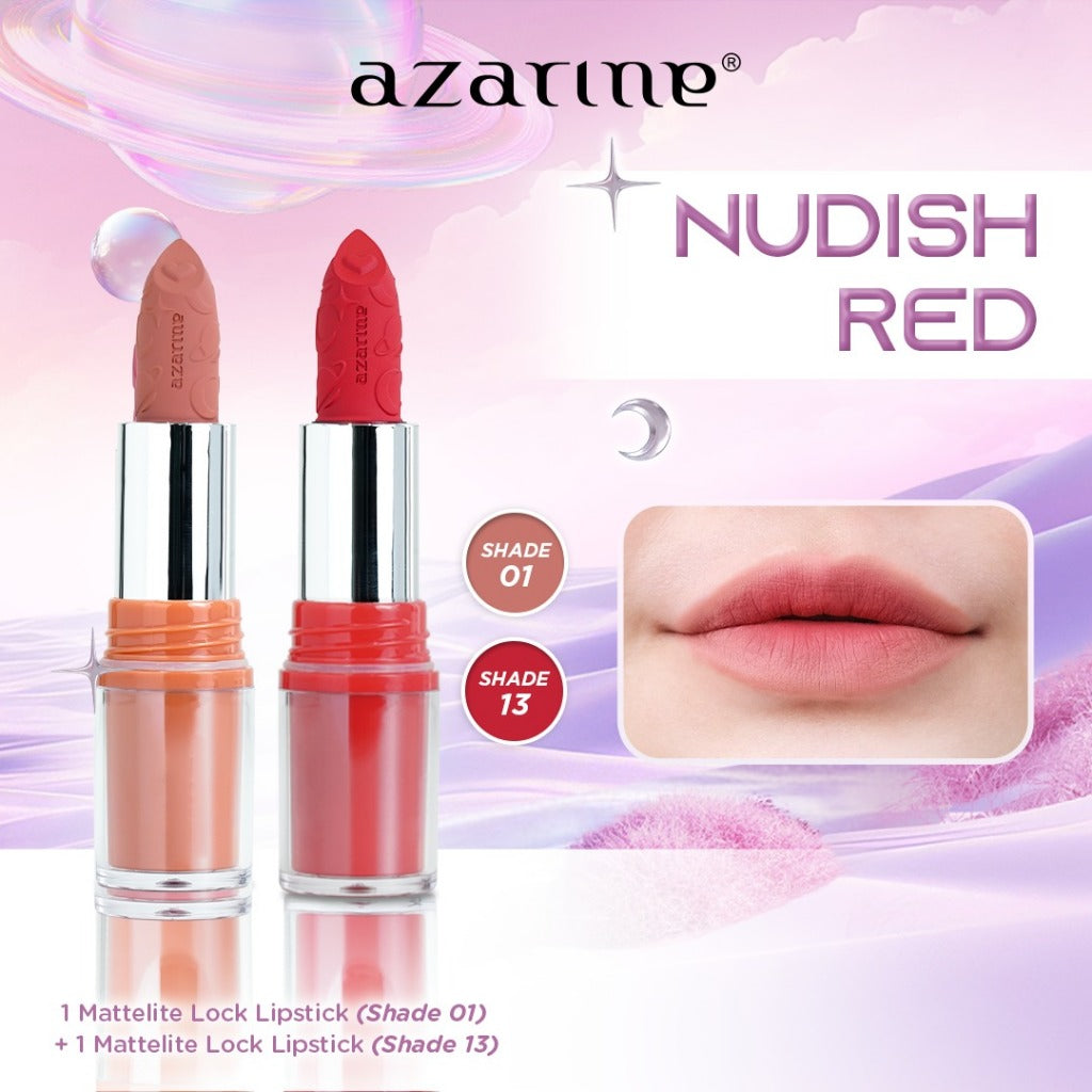 Azarine Stunning Mattelite Ombre Kit [2 PCS] Lipstick Matte with Pigmented Color Lightweight Transferproof Smugeproof Tahan Lama