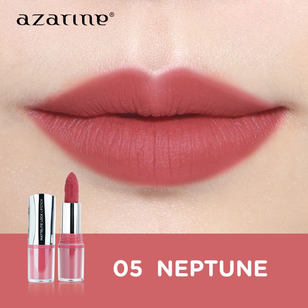 Azarine Shiny Galactic Mattelite Kit [2 PCS] Lipstick Matte with Pigmented Color Lightweight Transferproof Smugeproof Galactic Shine + Lip Gloss Hydrating Plumpy Effect Glittery Look Tahan Lama
