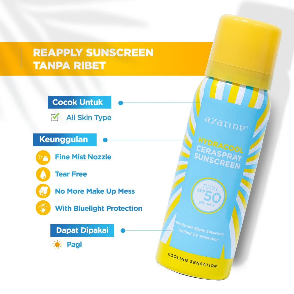 Azarine Ceraspray Sunscreen Spray SPF 50 PA+++ with cooling sensation 50ml UV Defender UV Protector Outdoor Sunscreen Mist