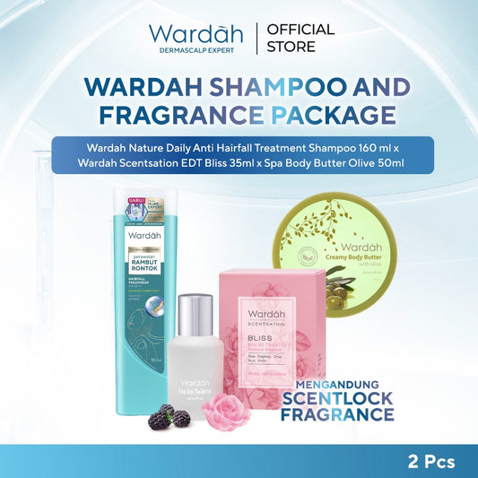 Wardah Paket Scentsation Eau de Toilette 35 ml + Spa Body Butter 50 ml +Hairfall Shampoo 160 ml