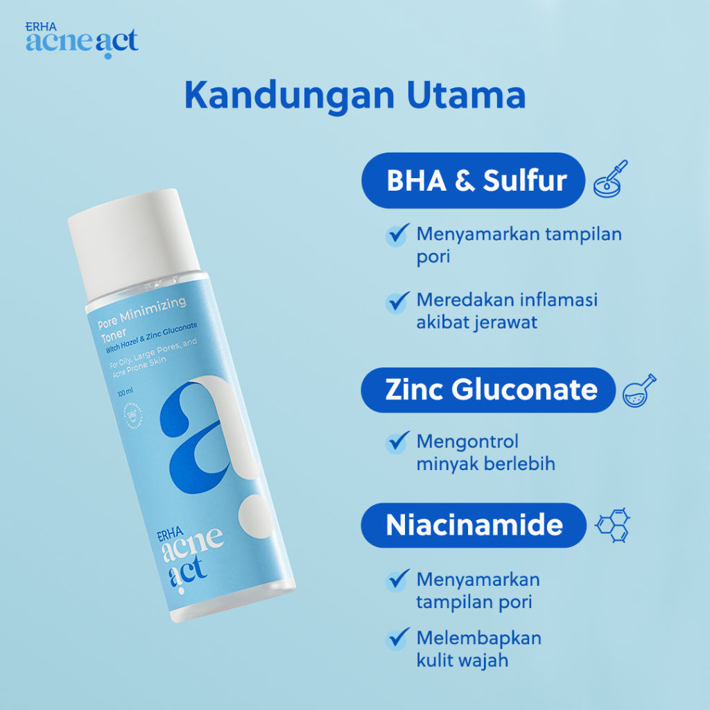 ERHA Acneact Pore Minimizing Toner 100ml - Toner Kulit Minyak Berjerawat Pori Besar| BHA