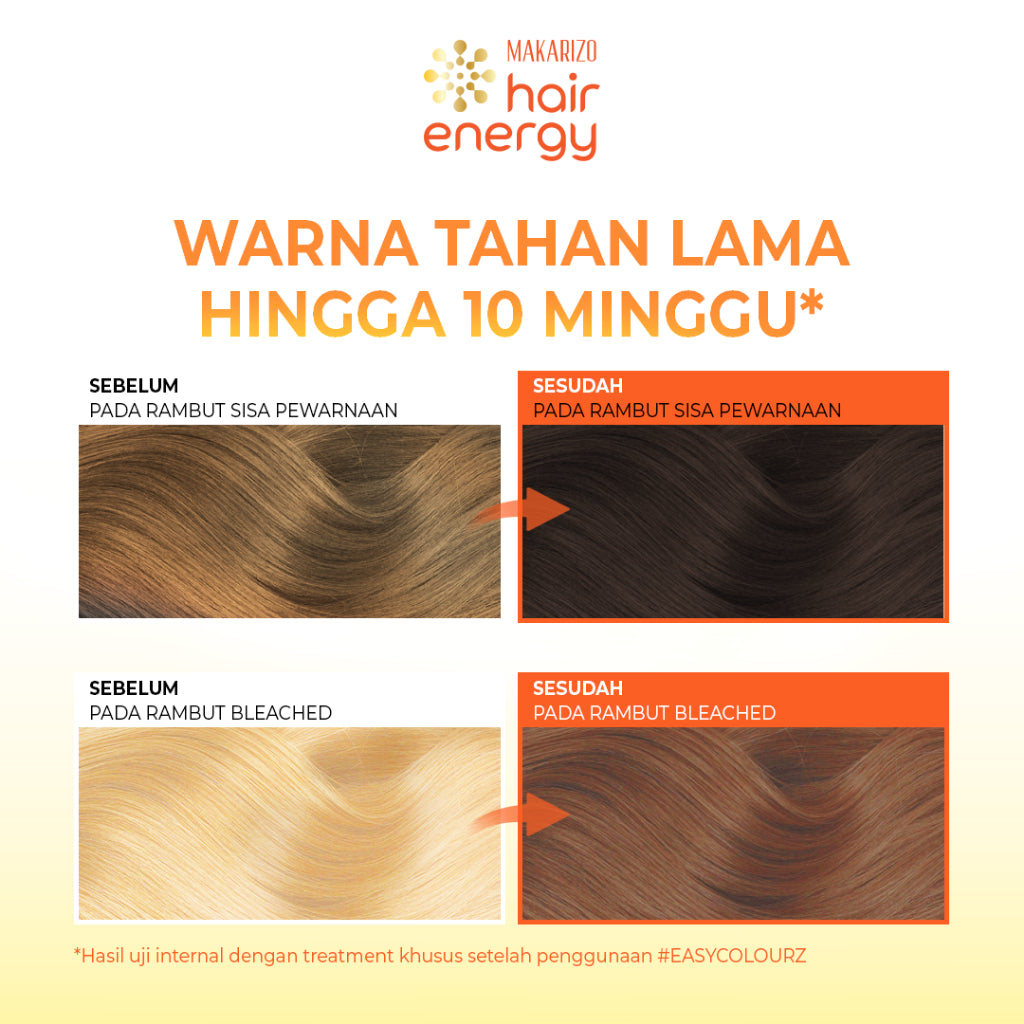 Makarizo Hair Energy Easy Colourz 26 mL - Light Brown - Hair Color - Pewarna Rambut