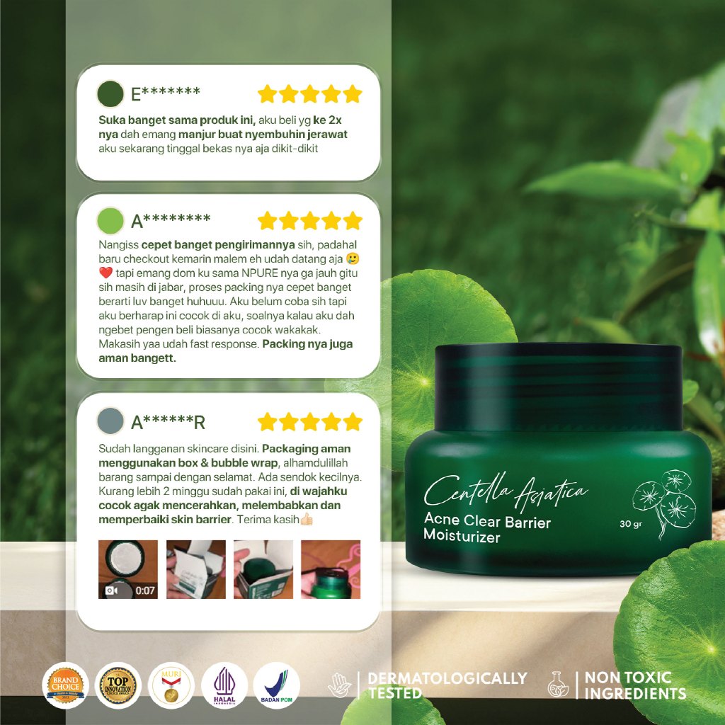 CICA MOISTURIZER - NPURE Centella Asiatica Acne Clear Barrier Moisturizer / Acne Moisturizer/ Pelembap Kulit Jerawat / Krim Berjerawat