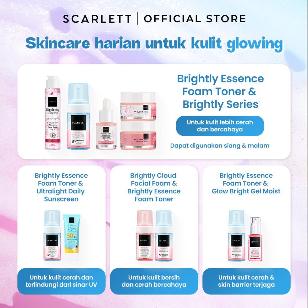 Scarlett Whitening Brightly Ever After Essence Foam Toner - Toner Wajah Kulit Sensitif untuk Mencerahkan Melembapkan dan Menghidrasi Wajah