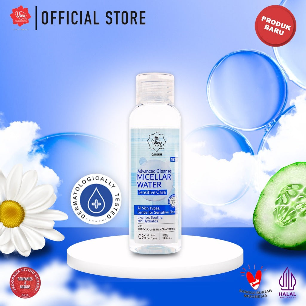 [Super Pack] Viva Queen Advanced Cleanse Micellar Water with Pure Cucumber & Chamomile (NO ALCOHOL & NO PARFUME) - Isi 2 Pcs