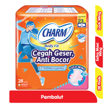 Charm Body Fit Pembalut Wanita Extra Maxi Wing 23 cm 28 pcs